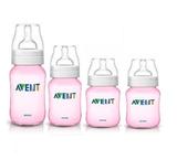 Kit Com 4 Mamadeiras Clássica Anticólica Rosa 125/125/260/330ml - Philips Avent
