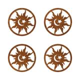 Kit com 4 Porta Copos Mandala Em Madeira Laminada - Madeira e design