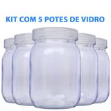 Kit com 5 Potes de Vidro para Armazenar Leite Materno 200ml - Super mamãe