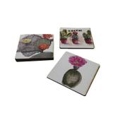 Kit Com 6 Porta Copo Personalizado de Madeira MDF Cactus - Maisaz
