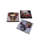 Kit Com 6 Porta Copo Personalizado de Madeira MDF Caveira - Maisaz