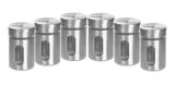 Kit Com 6 Porta Tempero Condimentos Potes De Vidro Inox - Oem