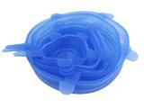 Kit Com 6 Tampas De Silicone Elásticas Multiuso Azul - Dolce home