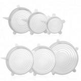 Kit Com 6 Tampas De Silicone Elásticas Multiuso Branco - Dolce home