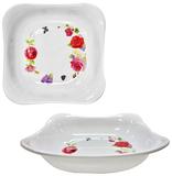 Kit Com 7 Saladeiras De Melamina Quadrada Floral 33,5cm - Rio chens/util goods