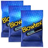 Kit com 9 Preservativo Blowtex Action c/ 3 Un Cada