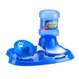 Kit com Bebedouro Automatico + Comedouro Inclinado para Pet Azul Truqys