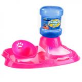 Kit com Bebedouro Automatico + Comedouro Inclinado para Pet Rosa Truqys