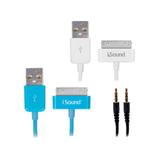 Kit com cabos para carga, sincronismo e áudio de iPad, iPhone ou iPod - Isound