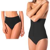 Kit com Cinta Loba Slim e Calcinha Loba Redutora Preta Slim - Lupo