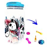 Kit Comedouro Porta Ração Com 4 Brinquedos Mordedores Pet Azul - Bandeirantes