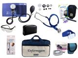 Kit Completo de Enfermagem com 8 itens - Azul - Premium