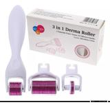Kit completo Dermaroller 3 Em 1 - 0.5 Mm 1.0 Mm 1.5 Mm - Micro Agulhamento - Drs