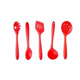 Kit Concha Colher Utensílios de Silicone Vermelho 5 peças - Belle maison