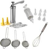 Kit Confeitaria 4 peças Modelador Decorador de bolo Batedor Peneiras Albema