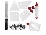 Kit Confeitaria para Bolos 42 Peças Carol Fiorentino, Espátula Curva, Rapadores, Bicos e Caneta de Confeitar - Yazi