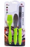 Kit confeiteiro com espatula e pincel culinario de silicone + faca com 3 pecas na cartela - Blessed