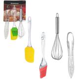 Kit Confeiteiro Com Espatula / Pegador / Pincel + Batedor De Claras 4 Pecas - Blessed