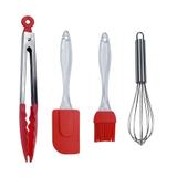Kit Confeiteiro com Espatula, Pegador, Pincel e Batedor de Claras - Ref. KC46217 - Blessed