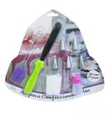 Kit Confeiteiro Decorador 9 Peças Espátula Bico Pincel Bolo - Decoreplace