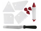 Kit Confeiteiro para Bolos 10 Peças Carol Fiorentino, Caneta de Decorar, Raspadores e Espátula Curva - Yazi