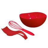 Kit Confeiteiro Tigela Apoio e Batedor de Claras Vermelho 3 peças - Uz