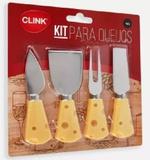 Kit / Conj Cortadores Queijo 4 Pçs Inox Plástico 12cm Clink - Mimo style