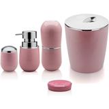 Kit Conjunto 5 peças Sobre Pia Banheiro Lavabo C/ Lixeira Rosa - Ou