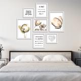 Kit Conjunto 7 Quadros Flores Raiox Com Frases É Preciso Força Moldura Branca - Oppen House Quadros Decorativos
