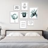 Kit Conjunto 7 Quadros Flores Raiox Com Frases Seja Você Moldura Branca - Oppen House Quadros Decorativos