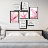 Kit Conjunto 7 Quadros Flores Raiox Com Frases Vai Com Medo Mesmo Moldura Preta - Oppen House Quadros Decorativos