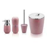 Kit Conjunto Banheiro Lavabo Organizado 4 Peças - Rosa - Ou