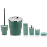 Kit Conjunto Banheiro Utensílios Bancada Escovinha Lixeira Verde Menta - Ou