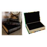 Kit conjunto caixa livro de madeira com 4 peças cofre porta joias camuflado decorativo porta treco r - Makeda