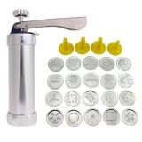Kit conjunto de maquina de biscoitos decoração bolacha e cookies em aluminio biscoiteira com 20 disc - Faça resolva