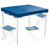 Kit conjunto mesa dobrável vira maleta com 4 bancos - Mor