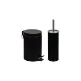 Kit conjunto para banheiro com lixeira 3l com pedal e escova higienica para vaso sanitario preta aga - Mor