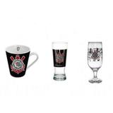 Kit Corinthians 3 Peças Caneca, Copo e Taça - Allmix