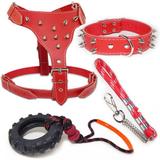Kit Couro Top Rubber Pitbull Peitoral Coleira Guia Brinquedo - Outpet