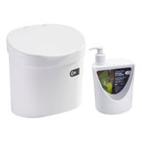 Kit Coza: Lixeira para pia 4 L + Dispenser 600 ml Branco