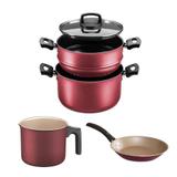 Kit Cozinha Cozivapor Antiaderente 20cm Cereja Mta Com Fervedor 1 lt e Frigideira 20 cm Tramontina