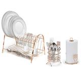 Kit Cozinha Escorredor Louça P Talheres e Papel Toalha Rose - Arthi