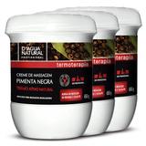 Kit Creme Massagem Pimenta Negra DAgua Natural 3 Unid. 650g Cada