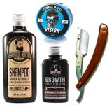 Kit Cresce Barba - Shampoo Tônico Pomada Navalha - Oferta! - Barba de macho