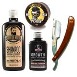 Kit Crescer Barba - Shampoo Tônico Pomada Navalha Aproveite - Barba de macho