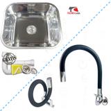 Kit cuba inox n3 40x34x17cm e torneira gourmet color black de parede - Dotec