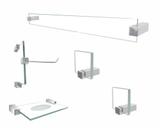 Kit de acessórios para banheiro 602CLB 5 peças vidro incolor Grego Metal