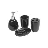 Kit de Acessórios para Banheiro com 4 Peças Preto - Casanova