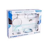 Kit de Acessórios para Banheiro Mondo com 7 Peças Verde - Aquaplás