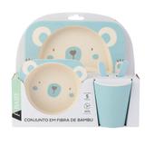 Kit de Alimentação Fibra de Bambu Azul com 5 Peças - A/CASA - A/baby